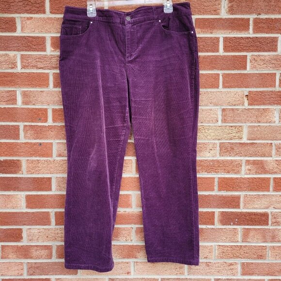 Chico's Purple Corduroy Pants Women's Size Large Short Wide Leg - Picture 1 of 7